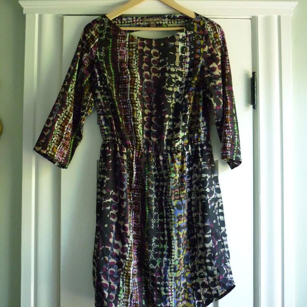 Cute print holiday dress with sleeves