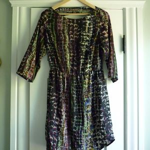 Cute print holiday dress with sleeves