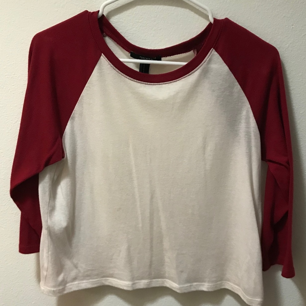 Forever 21 Baseball T Shirt Crop Top