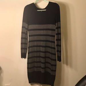 Navy - Gray Sweater Dress