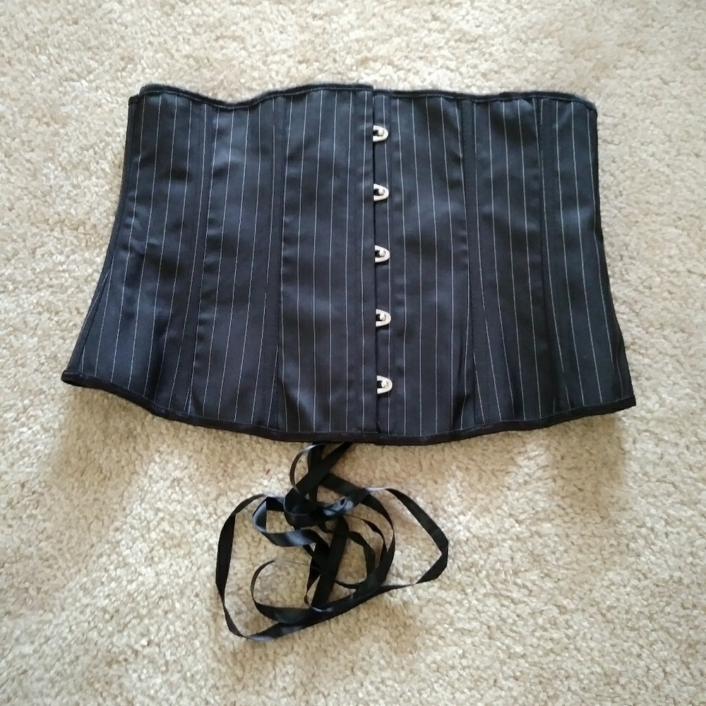 Black w/ white pinstrips Underbust Corset
