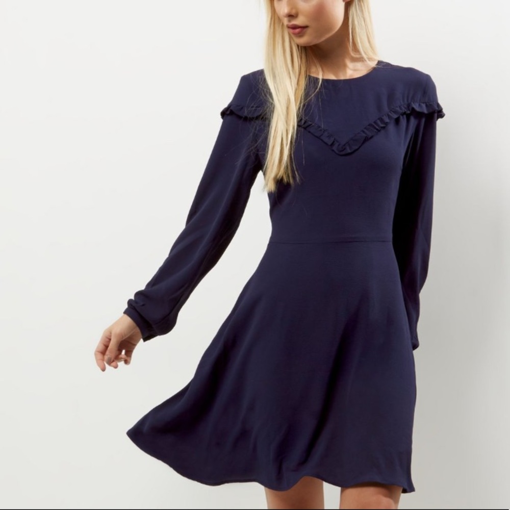 Navy ruffle dress