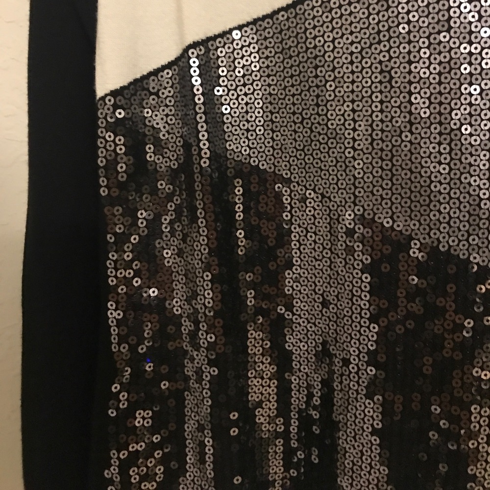 INC Black and white sequined sweater dress