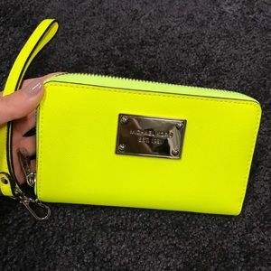 Bright Yellow Michael Kors Wristlet/Wallet