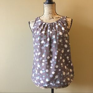 Loft silk blend polka dot pleated tops Loft silk blend polka dot pleated tops