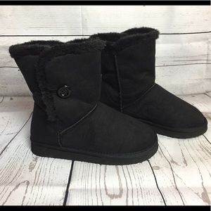 New Black Cozy Faux Fur Mid Calf Winter Boots