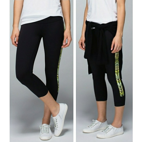 Wunder Under Crop Print Full-On Luon Blk/Green Tribal 4 - Picture 2 of 8