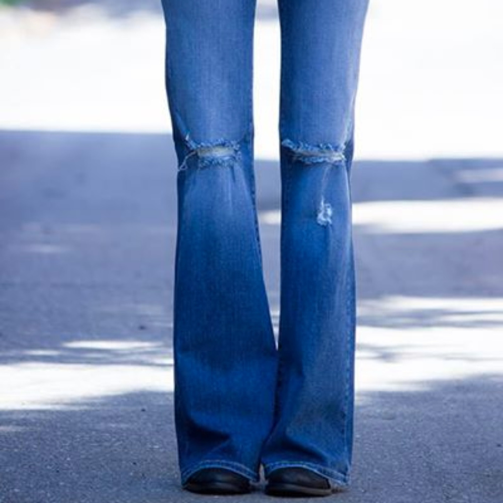 Just Black Destroyed Denim Bells