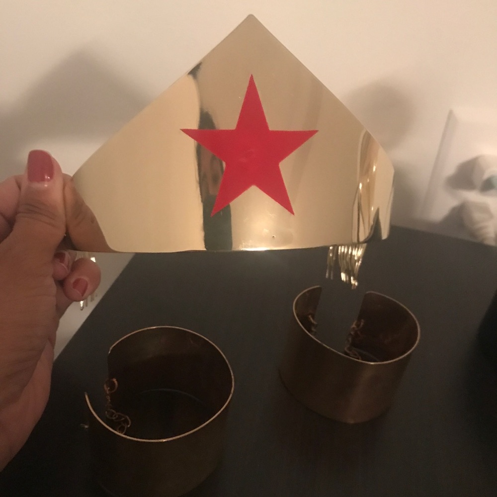 Wonder Woman tiara and cuffs costume accessories