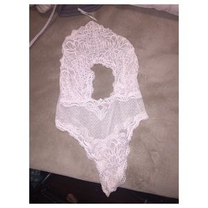 White Lace Lingerie Halter Neck Set