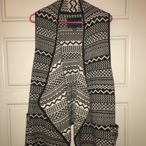 Aztec drape front sweater vest