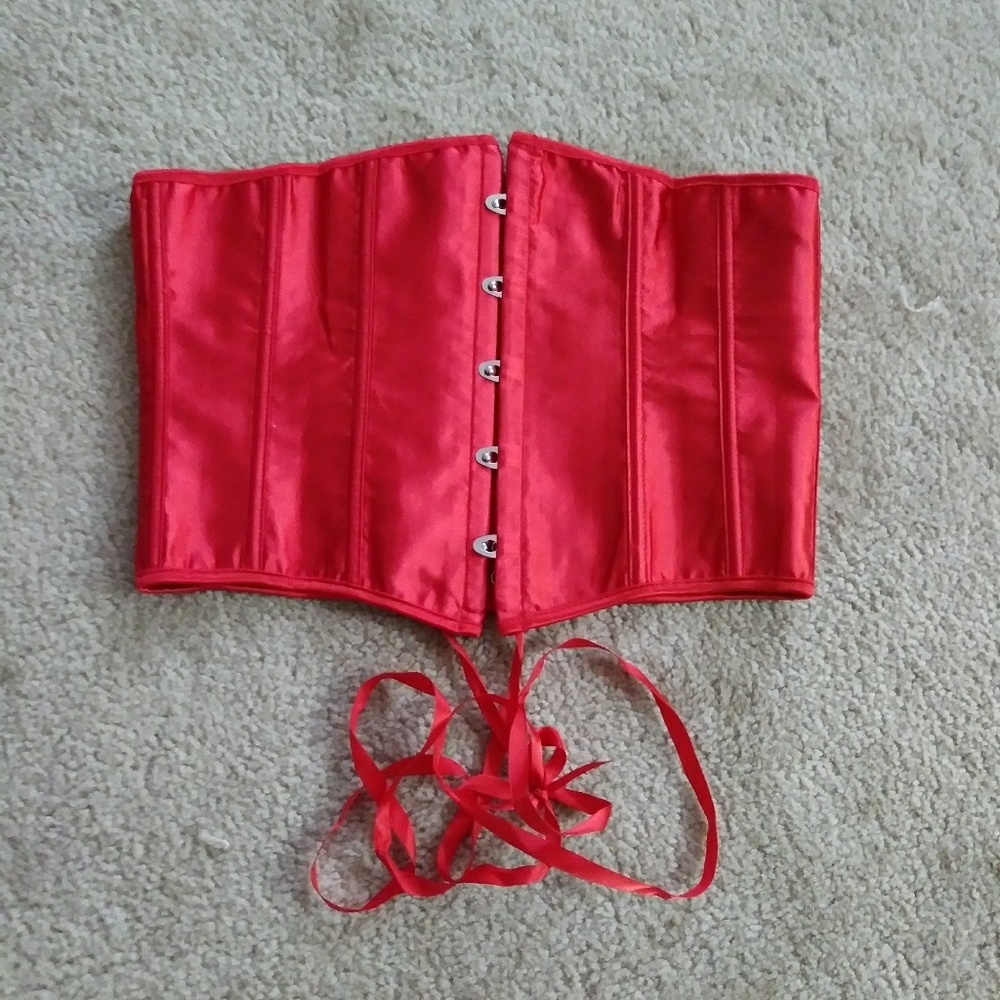 Red silk Underbust Corset