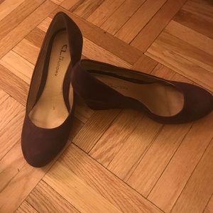 Suede Plum Wedges