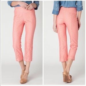 Anthropologie Pink Khaki Pencil Lace Crop Pants 4 Anthropologie Pink Khaki Pencil Lace Crop Pants 4