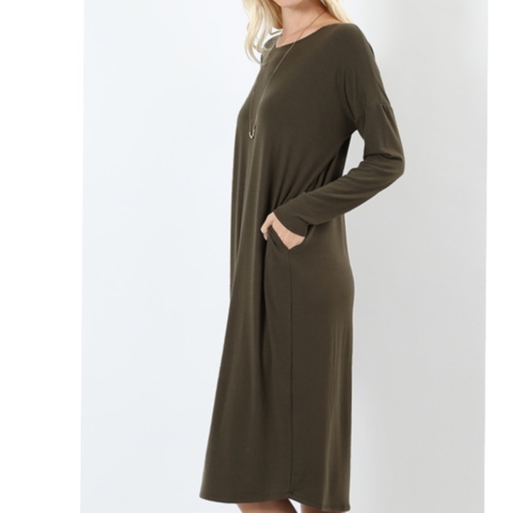 ✨ONE XL LEFT ✨ TSHIRT DRESS WITH POCKETS IN GRAY - Picture 4 of 4
