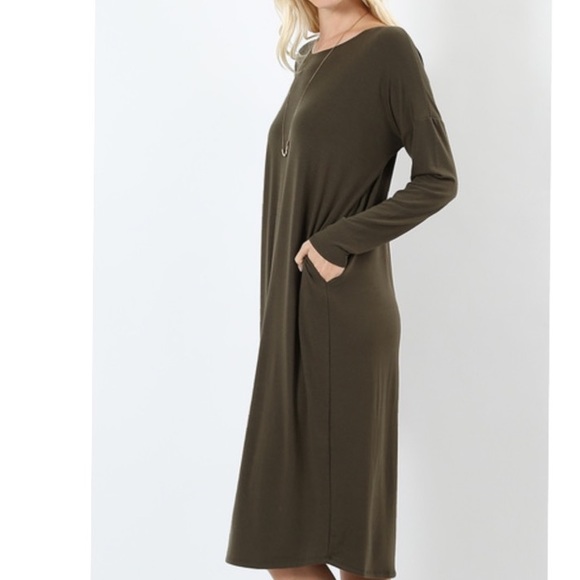 ✨ONE XL LEFT ✨ TSHIRT DRESS  WITH POCKETS IN GRAY - Picture 4 of 4