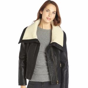 Sam Edelman Vegan Leather Jacket With Shawl Collar
