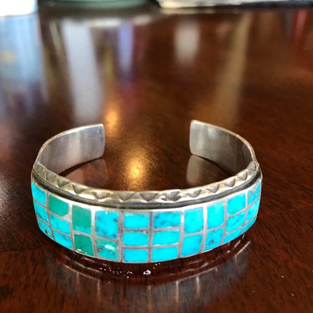 Vintage inset cuff bracelet & ring