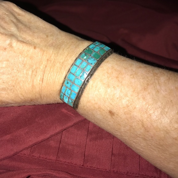 Vintage inset cuff bracelet & ring - Picture 6 of 7