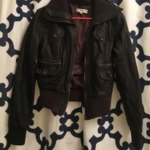 Faux leather brown jacket
