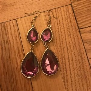 Purple gemstone hanging earrings
