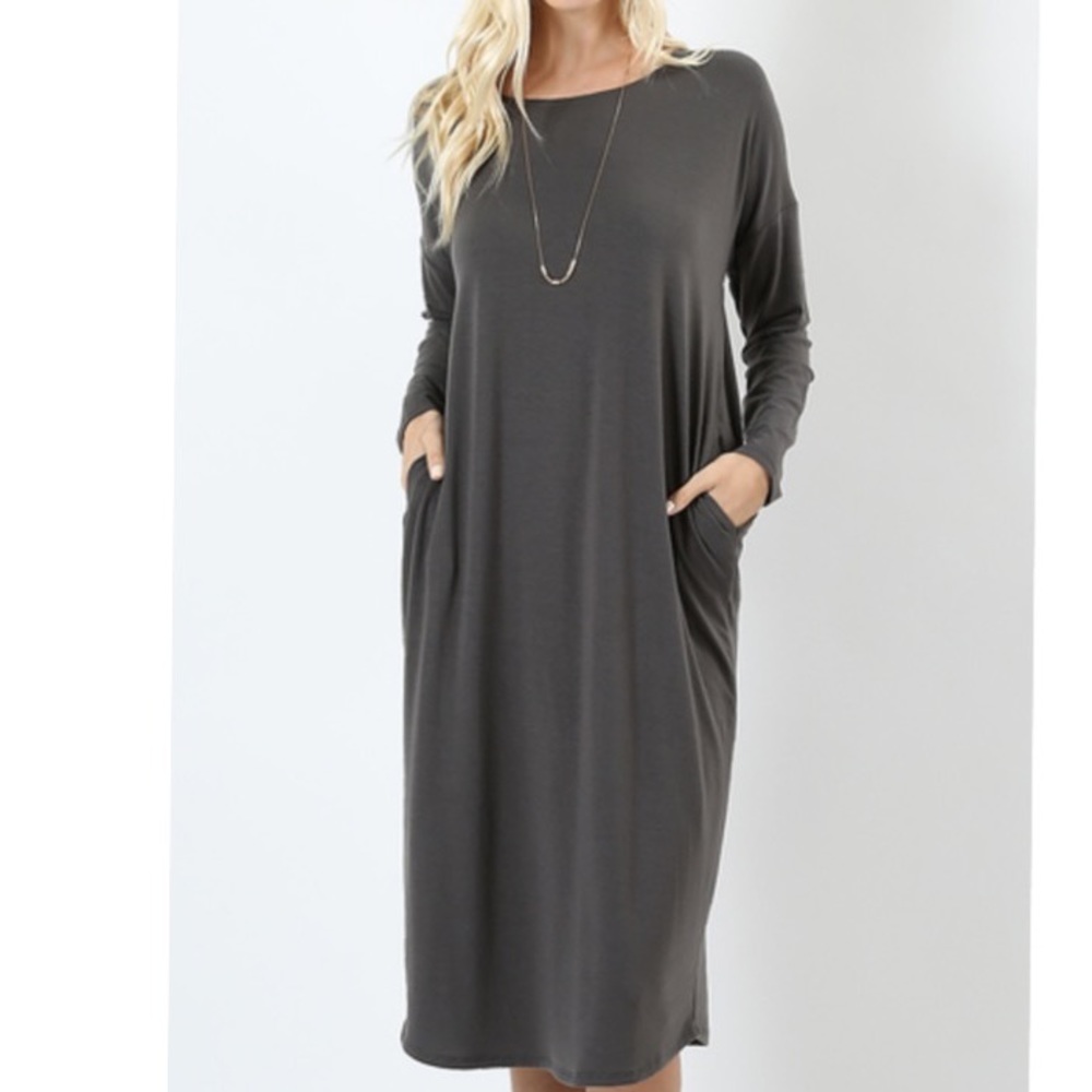 TSHIRT DRESS WITH POCKETS IN BURGUNDY - Picture 4 of 5