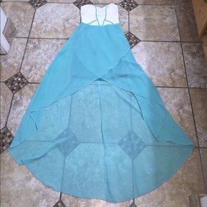 Teal Strapless High Low Dress
