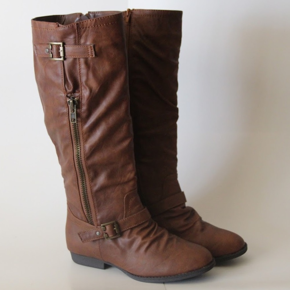 New Brown Short Heel Tall Boot
