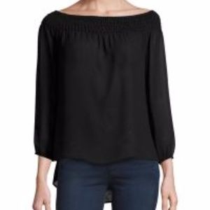 Laundry | Black Off-the-Shoulder Peasant Top