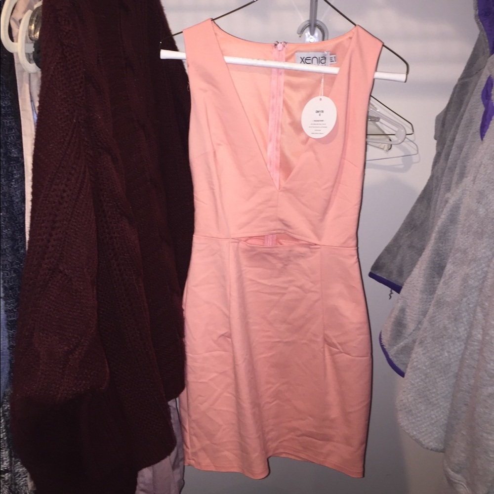 peach Bodycon dress.