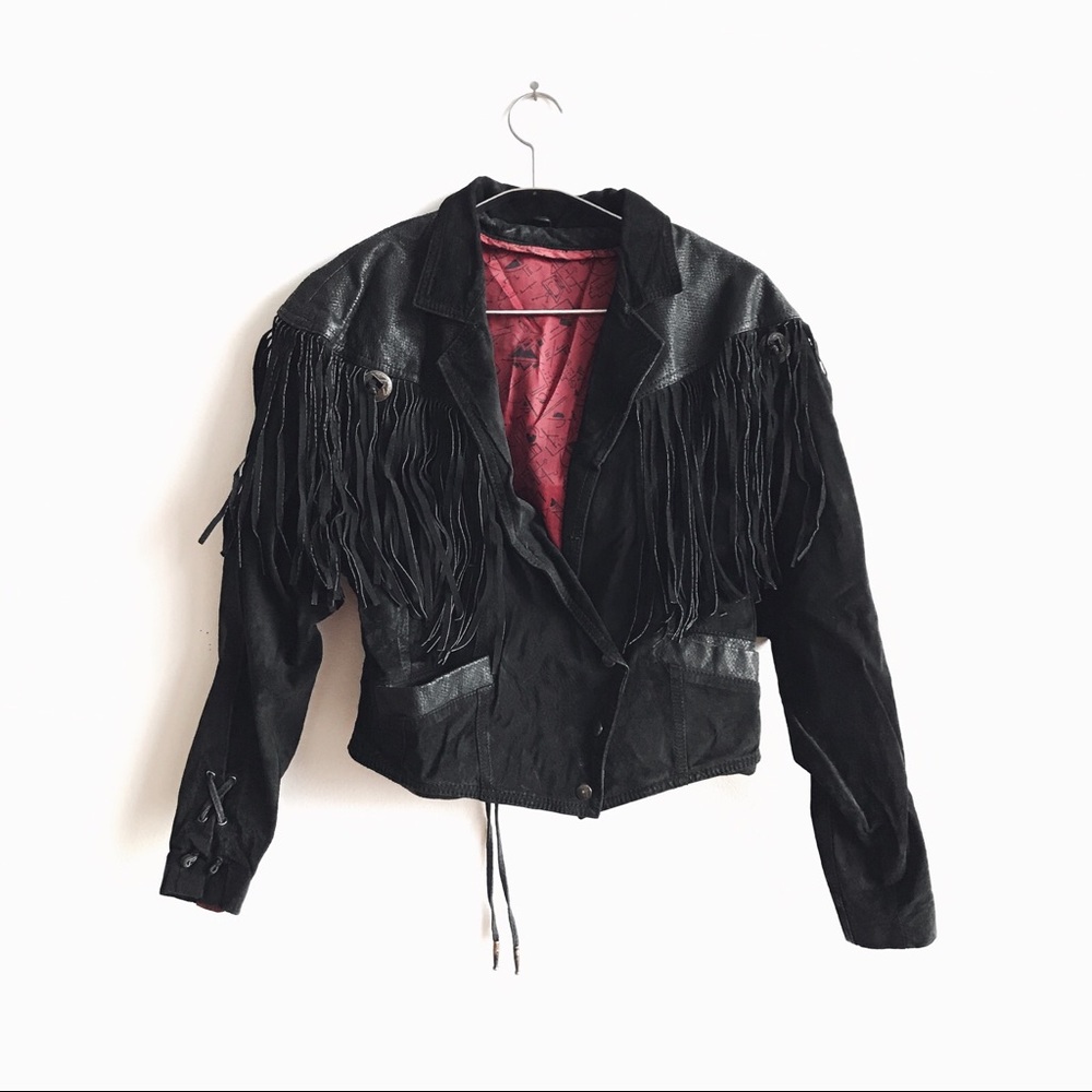 Refitted vintage fringe leather jacket