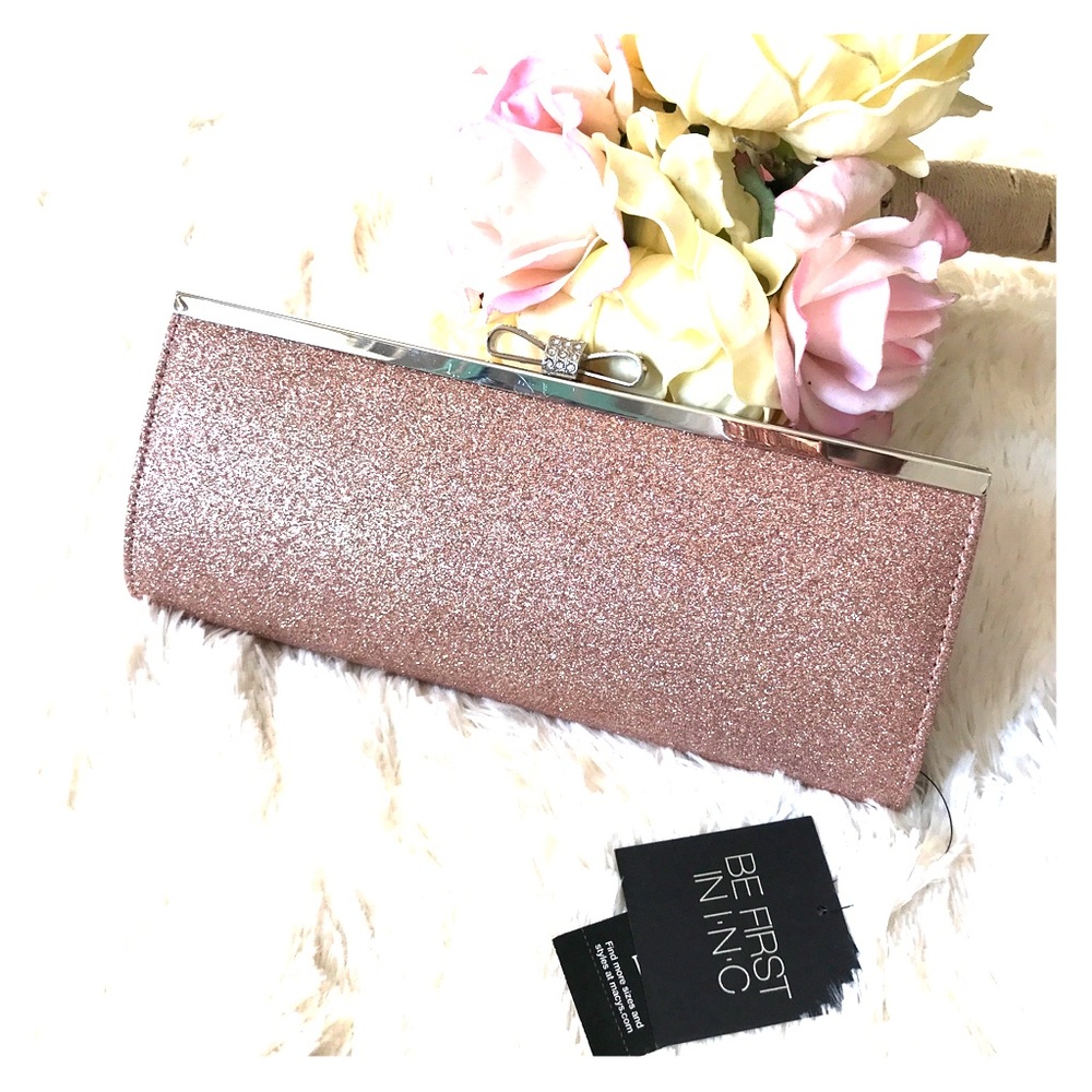 Rose gold glitter clutch