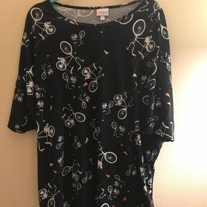 LuLaroe Irma top with bicycle print EUC