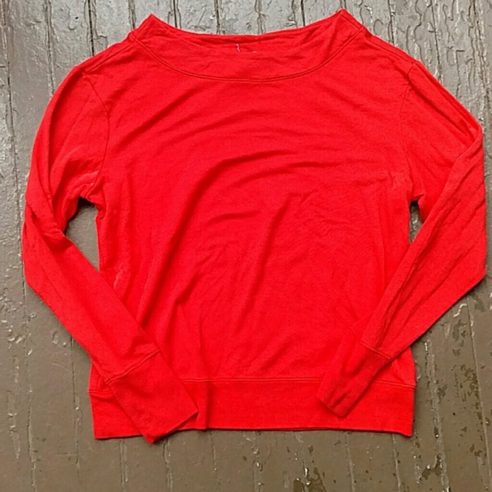 Red/orange boatneck Athleta Beyond Soft sweatshirt