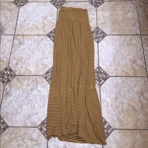 Burnt Yellow/Black Striped Maxi Skirt