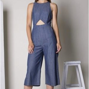 Cutout Culotte Denim Jumpsuit