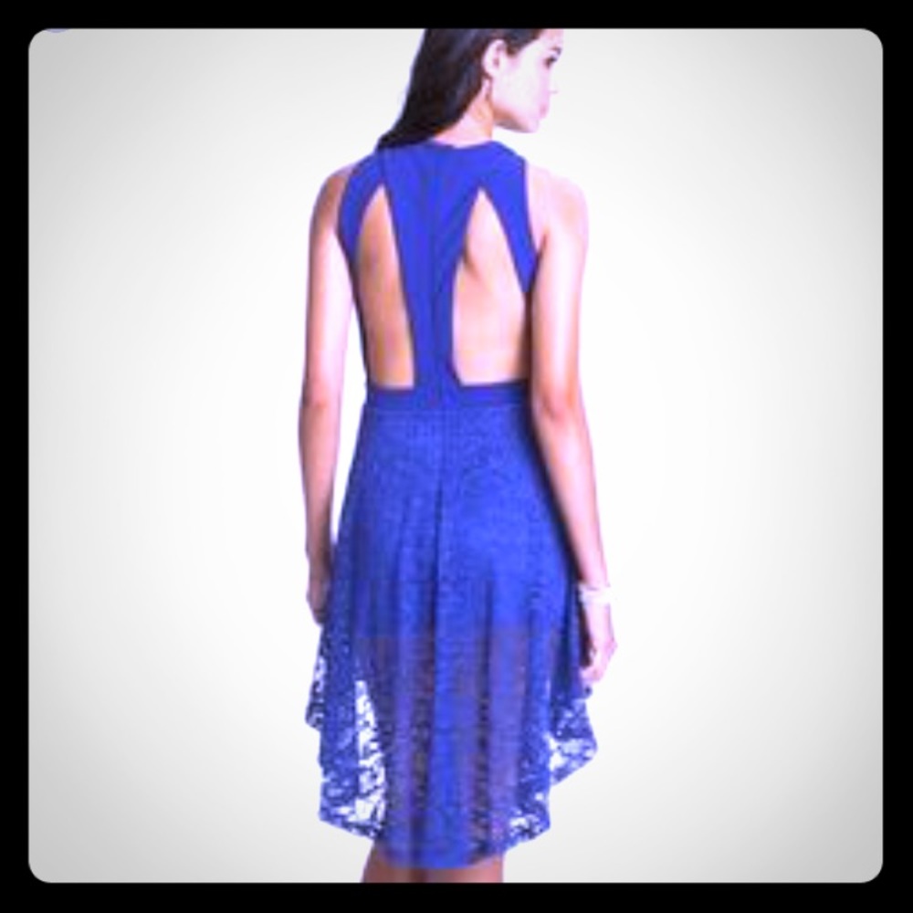Lush blue lace hi-LO dress