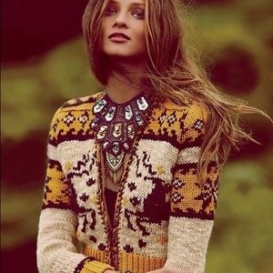 Free People Rudolph Reindeer Sweater Cardigan XS Free People Rudolph Reindeer Sweater Cardigan XS