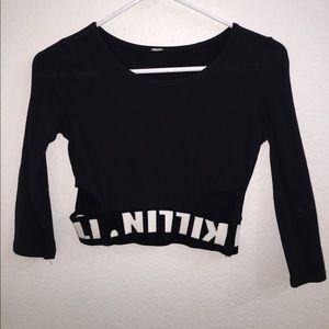 "Killin' It" B&W 3/4 Sleeve Crop Top