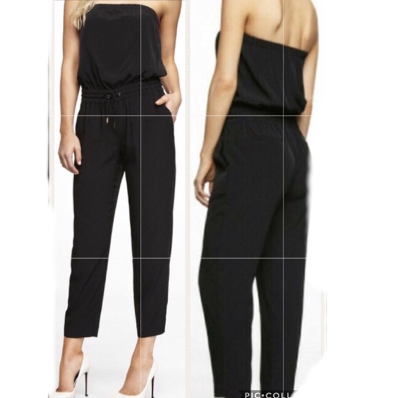 black strapless romper pants
