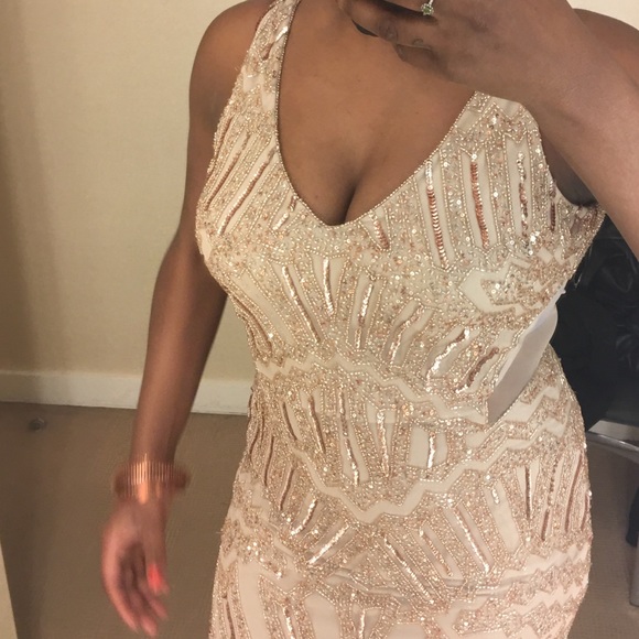 ADRIANNA PAPELL BEADED DRESS Sz 6 like new - Picture 5 of 6