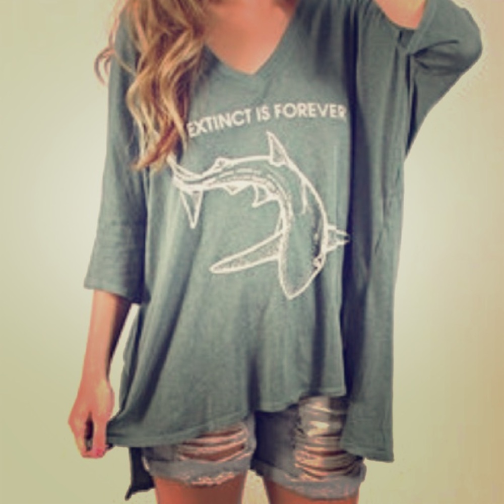 ISO Wildfox Extinct is Forever Shark V Neck Tee