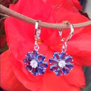 925 Silver Blue/Clear Topaz Earrings 925 Silver Blue/Clear Topaz Earrings