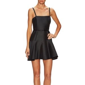 Halston Heritage black cotton strap fitflare dress