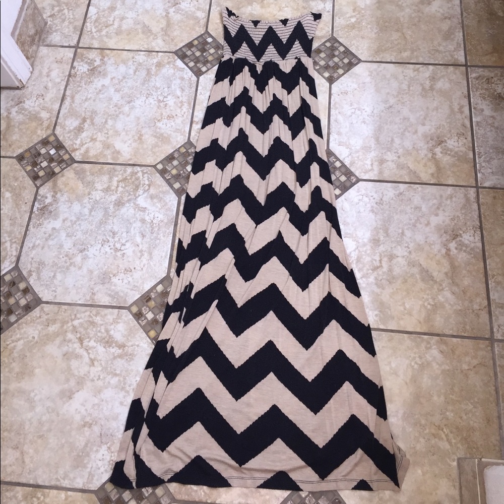 Asymmetrical Design Strapless Maxi Dress