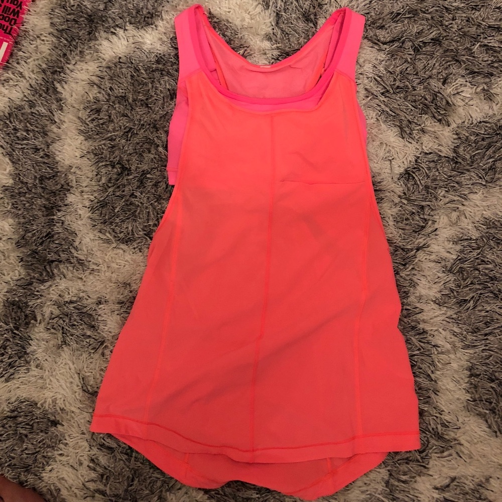 Lululemon coral tank with built in bra 2