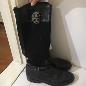 Tory Burch Blaire Leather Felt Riding Boots