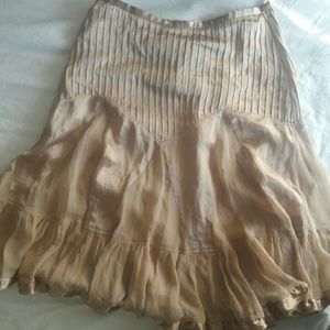 Banana Republic Tan/Gold Silk fit & flare skirt