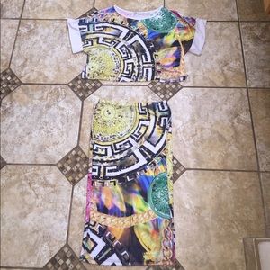 Crop Top and Skirt 2- Piece Matching Set