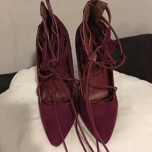 Burgundy high heels